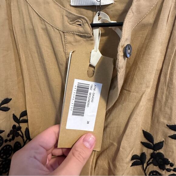 NWT Anthropologie Ottod’Ame Tan Black Cotton Embroidered Maxi Dress Small - Picture 16 of 16